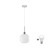 LED Luster na žici HARMA 1xE27/60W/230V pr. 20 cm matný chrom/bílá