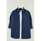Trendyol Navy Blue Regular Fit Embroidered Detail Smart Shirt