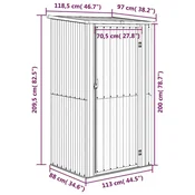 vidaXL Vrtna lopa rjava 118,5x97x209,5 cm pocinkano jeklo
