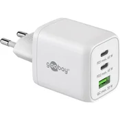Power and charging adapter 230V to 2x USB-C and 1x USB-A PD (Quick charge) 65W, white