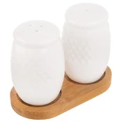 shumee Porcelanski solnik in poprovnik s stojalom WHITELINE 3 kosi.
