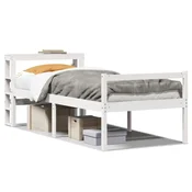 Vidaxl Postelja za starejše z vzglavjem bela 75x190 cm trdna borovina