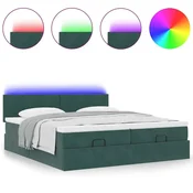 Vidaxl Otomanski posteljni okvir z vzmetnicami zelen 160x200 cm žamet