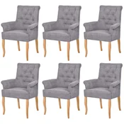 Casa Padrino Chesterfield Neo Baroque dining room chair set of 6 gray/natural - Kitchen chairs with armrests - Dining room furniture - Chesterfield furniture - Neo baroque furniture