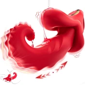 SuperLove G-Spot Tongue Thrusting Dual Vibrator with App Red