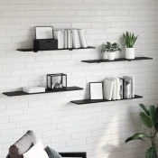 vidaXL Polica za knjige 4 pcs Črna 100 x 40 x 1.5cm Iverna plošča