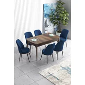 Hanah Home Set Trpezarijski sto i 6 stolica Han, Plavo-braon