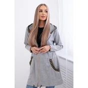 Sweatshirt with decorative belt in gray color