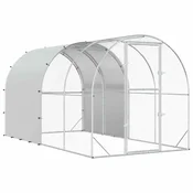 vidaXL Hiša za kokoši Srebrna 400 x 200 x 200 cm Pocinkano jeklo