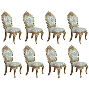 Casa Padrino luxury baroque dining chair set of 8 turquoise/gold - Magnificent baroque style kitchen chairs - Baroque dining room furniture - Luxury furniture baroque style