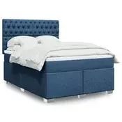 vidaXL vidaXL Box spring postelja z vzmetnico modra 140x200 cm blago, (21305368)