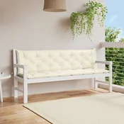 Jastuk za vrtnu klupu krem bijeli 200x(50+50)x7 cm od tkanine
