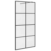Vidaxl Pregrada za tuš s prozornim ESG steklom 100x195 cm črna