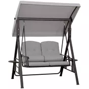 Homestar Vrtna gugalnica za 2 osebi s senčnikom in blazinami 162x118x173 cm siva