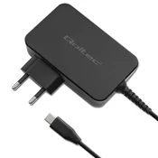Polnilnik Qoltec GaN POWER PRO | 1x USB-C | 90 W | 5–20 V | 3–4,5 A | Prenosnik | Pametni telefon | Črna