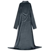 vidaXL Odeja s kapuco Temno modra Flanel
