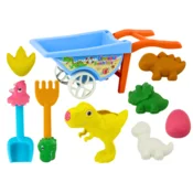 slomart LEAN TOYS Dinozaver set za pesek: točka, konewka, 6 modelčkov, lopatka, grablice