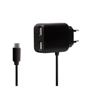 Umrežavanje punjač 2xUSB 1x fix micro USB crno