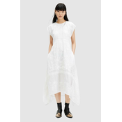 Pamucna haljina AllSaints GIANNA EMB DRESS boja: bijela, maxi, širi se prema dolje, WD588Z