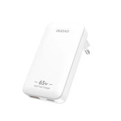 slomart Potovalni omrežni polnilnik GaN Dudao A65Q 65W USB-A/USB-C PD ultra tanek EU/US - bel
