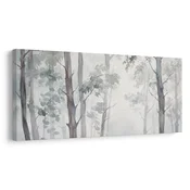Slika nežna gozdna meglica med drevesi - 120x60