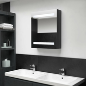 LED kupaonski ormaric s ogledalom sjajni crni 50 x 14 x 60 cm