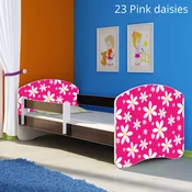 Djecji krevet ACMA s motivom, bocna wenge 140x70 cm 23 Pink Daisy