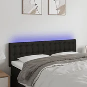 Vidaxl vidaXL Vzglavje postelje z LED diodo črno 144x5x78/88 cm blago