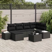 vidaXL vidaXL 7-delni vrtni kavčni set z blazinami bež poly ratan, (22092791)