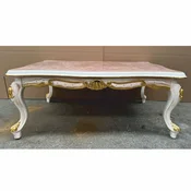 Casa Padrino luxury baroque coffee table white/brown/gold 120 cm - Baroque living room furniture