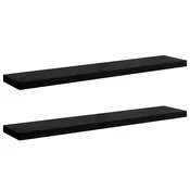 Vidaxl Stenske police 2 kosa visok sijaj črne 120x23,5x3,8 cm MDF
