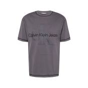 Pamucna majica Calvin Klein Jeans za muškarce, boja: siva, s aplikacijom