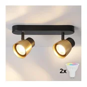 Brilagi - LED RGBW prigušiva spot svetiljka NUGGET 2xGU10/6W/230V crna/zlatna