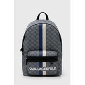 Ruksak Karl Lagerfeld za muškarce, boja: siva, veliki, s uzorkom