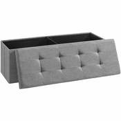 Torbica za shranjevanje, zložljiva klop za shranjevanje 120 L, 110 x 38 x 38 cm svetlo siva | SONGMICS