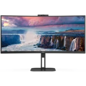 AOC CU34V5CW ukrivljen monitor - 86.4cm (34), UWQHD (3440 x 1440), VA, 1500R, 100Hz, 4ms (GtG), Adaptive Sync, 2MP spletna kamera, USB razdelilnik, 1x USB-C (DP Alt mode, PD 65W), 1x HDMI 2.0, 1x DP 1.2 - CU34V5CW/BK