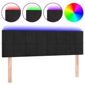 Vidaxl LED posteljno vzglavje črno 144x5x78/88 cm blago