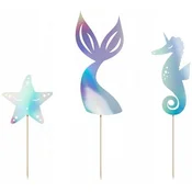 Okraski za torto v obliki morske deklice, opalescentni, 24,5 cm, 3 kosi