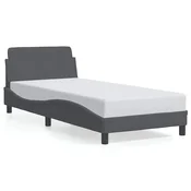 Vidaxl Posteljni okvir Dover temno siv 90x190 cm žamet