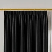 VELVI zavesa z nabiralnim trakom, žamet, črna, gladka, 140x160 cm