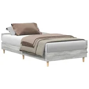 Vidaxl posteljni okvir brez ležišča Grey Sonoma 75x190 cm