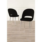 Hanah Home set trpezarijskih stolica Pane 8 kom, crna tkanina Babyface, hromirane metalne noge