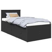 Krevet na dan s ladicama Crna 75 x 190 cm Konstruirano drvo
