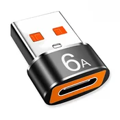 OTG adapter Techsuit HyperPort A4 USB-C v USB-A 5Gbps, 6A, 120W - oranžen