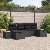 Sjedeca garnitura za vrt 6 pcs Crna 55 x 62 x 69 cm Poli ratan