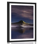 Plakat s paspartujem futuristične gore - 20x30 black