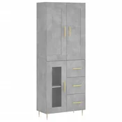 Vidaxl Visoka komoda betonsko siva 69,5x34x180 cm inženirski les