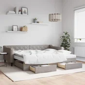 shumee Izvlečna dnevna postelja s predali taupe 90x200 cm blago