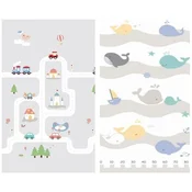 Playtime Sklopiva dvostrana podloga Grad + Kitovi, 120x180x1 cm