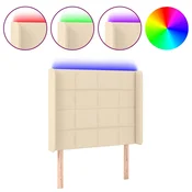 Vidaxl LED posteljno vzglavje krem 103x16x118/128 cm blago